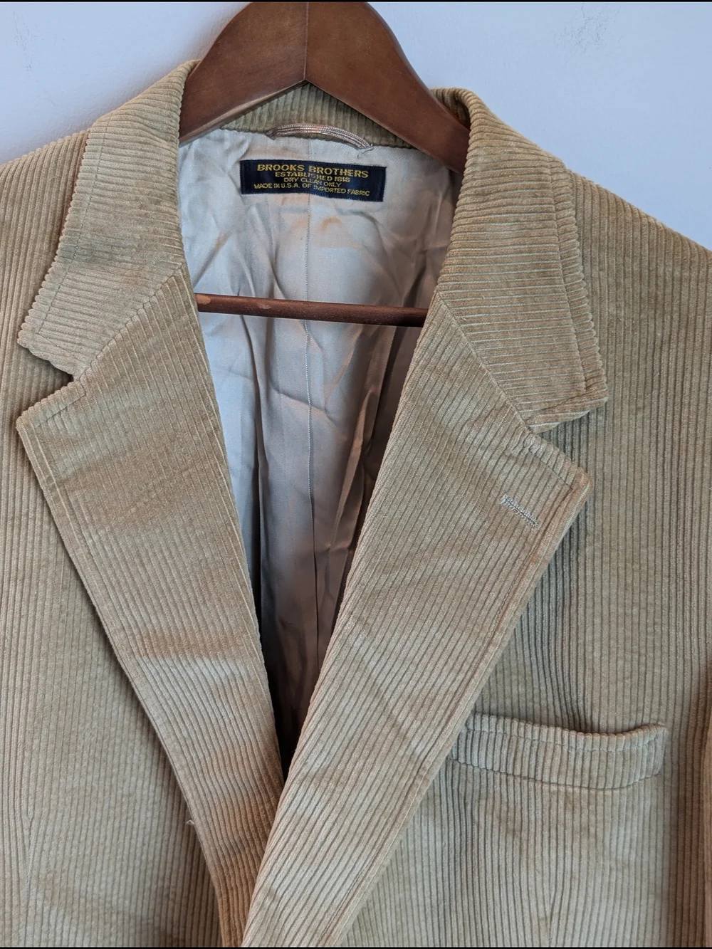 VTG Brooks Brothers Blazer Mens 48R Brown Corduroy Made In USA Sport Coat Union